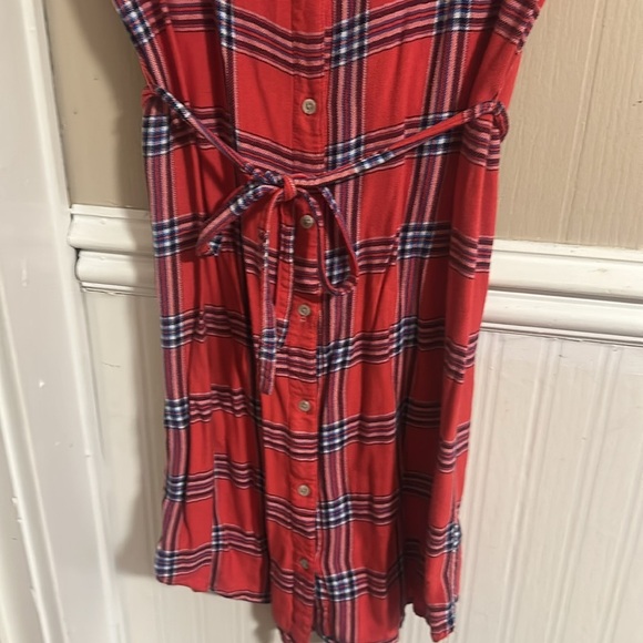Maurices Red Blue and black plaid Wrap Midi Dress Size Small Very Cute - Picture 5 of 7